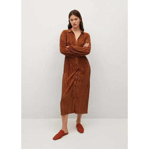 Mango Textured Midi Dress NWT Size 10 - Picture 1 of 6